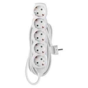 Emos 5-outlet extension cord, white, 5 meters long - Extension Cord