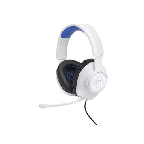 JBL Quantum 100 vezetékes gamer fejhallgató, fehér és kék színben, levehető mikrofonnal - Gamer fejhallgató