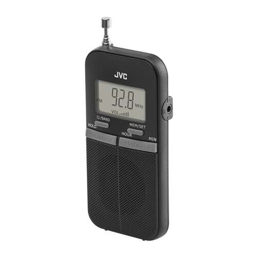 JVC RA-E411B tragbares FM-Taschenradio, schwarz, Seitenansicht