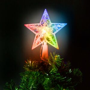 Illuminated Family Christmas LED star tree topper on Christmas tree, colorful - Christmas tree ornament