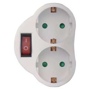 Emos 2-way power outlet with switch, white - Power Strip
