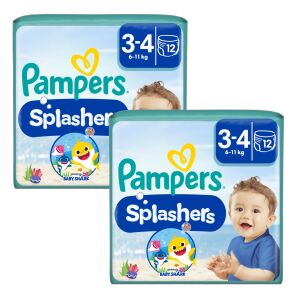Pampers Splashers Baby Shark™ Scutece de înot 6-11kg Midi 3-4 (2x12pcs) 122642651 - Scutece de înot