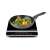 G3 Ferrari induction cooktop with frying pan, cooking vegetables, black glass surface, digital display, control buttons
