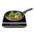G3 Ferrari induction cooktop with frying pan, cooking vegetables, black glass surface, digital display, control buttons