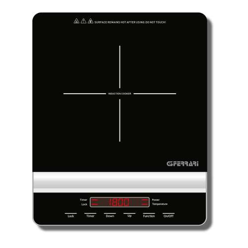 G3 Ferrari induction cooktop, black glass surface, digital display, control buttons