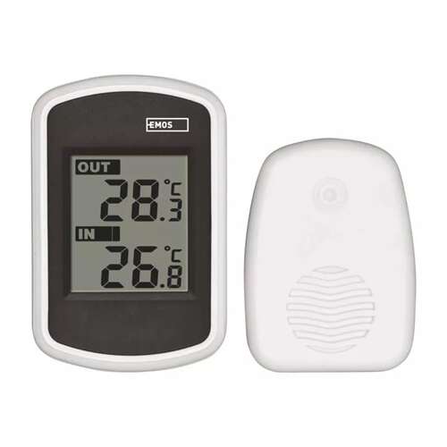 Emos wireless indoor and outdoor thermometer, showing current temperature readings