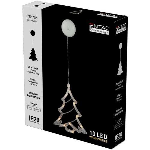 Decorațiune de fereastră Entac brad de Crăciun cu 10 LED-uri albe calde în ambalaj