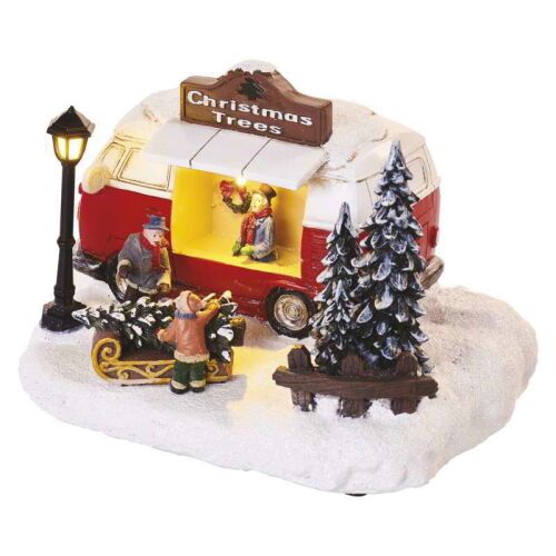 Emos Decoratiune Stand de Vanzare Brazi de Craciun - 20cm Scena Festiva de Sat