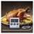 Emos digital cooking thermometer with probe, showing current and set temperature, used to measure the temperature of a roasted chicken