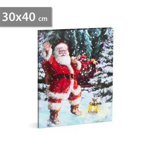 30x40 cm LED Christmas wall art with Santa Claus, warm white lights - Interior design