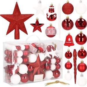 Springos 105-piece Christmas ornament set with box and individual ornaments - Christmas tree ornament