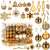 Springos Weihnachtsbaumschmuck-Set, 155 Stück, gold, mit verschiedenen Formen und Designs, darunter Kugeln, Sterne, Glocken, Zuckerstangen und Schneeflocken