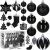 Springos 77-teiliges schwarz-weißes Weihnachtsbaumschmuck Set
