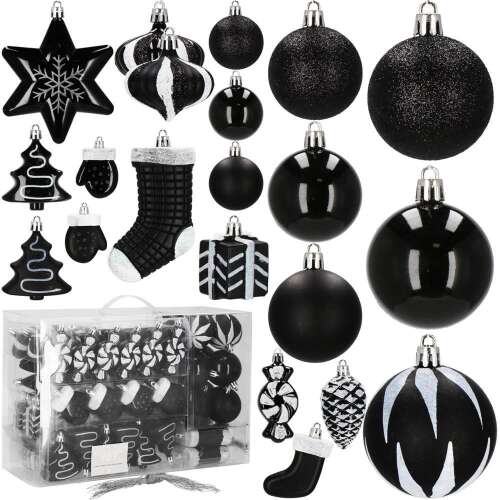 Springos Schwarz-Weiß Weihnachtsbaumschmuck-Set