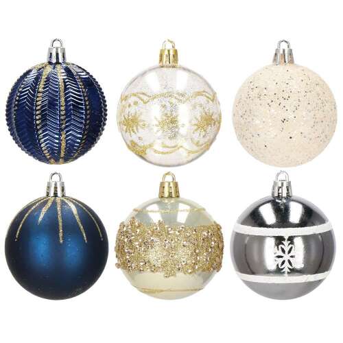 Set globuri de Craciun cu modele de sarbatori, 30 bucati, 6cm, multicolor