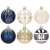 Set of 6 Christmas tree baubles in blue, gold, silver, and white colors