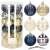 Set of 30 Springos Christmas ornaments, 6cm, dark blue, gold, silver, white
