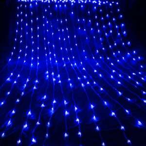Perdea luminoasă cu LED-uri 3x2,8 m, 8 programe, interior și exterior, reglabilă - albastru 47066246 Ghirlande luminoase