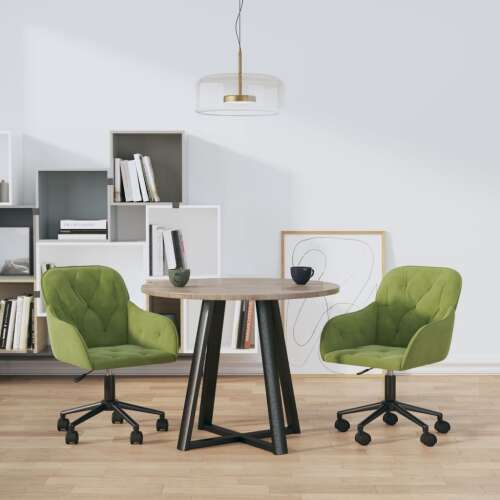 vidaXL világoszöld bársony forgó étkezőszékek 2 db-os szett, modern design, kényelmes, magasságállítható, kerekekkel, étkezőbe, otthoni irodába, nappaliba - Étkező szék