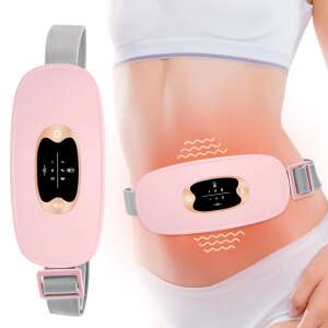 Pink electric heating and vibrating belt for lower back and abdominal pain relief, with adjustable straps - Electric massager