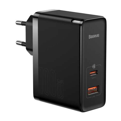 Бързо зарядно устройство Baseus GaN5 Pro 100W с USB-C и USB портове, черно