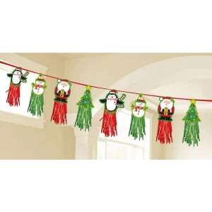 Girlanda świąteczna z dekoracjami Świętego Mikołaja, bałwana, pingwina i choinki - Obrus