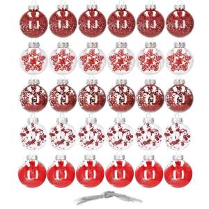 Springos 30-teiliges rot-weißes Weihnachtskugel-Set - Christbaumschmuck