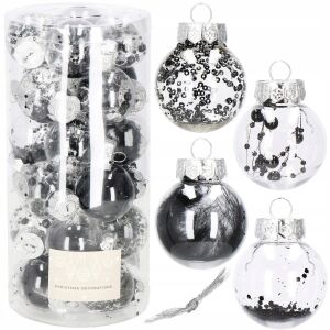 Springos 24-teiliges Weihnachtskugel-Set mit Verpackung und Kugelvariationen - Christbaumschmuck