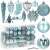 Springos 72 piece blue and white Christmas ornament set, featuring various shapes and finishes