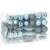 Springos 72 piece blue and white Christmas ornament set in a clear plastic box