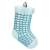 Blue and white Christmas stocking ornament with white fur trim