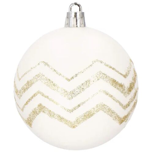Springos white Christmas ornament with gold chevron pattern