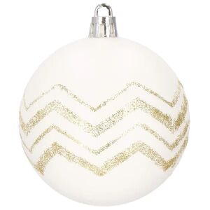 Springos weiße Weihnachtskugel mit goldenem Zickzackmuster - Christbaumschmuck