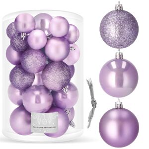 Springos Lila Karácsonyfadísz Gömbszett - 30 db csillogó, matt és fényes díszekkel - Springos