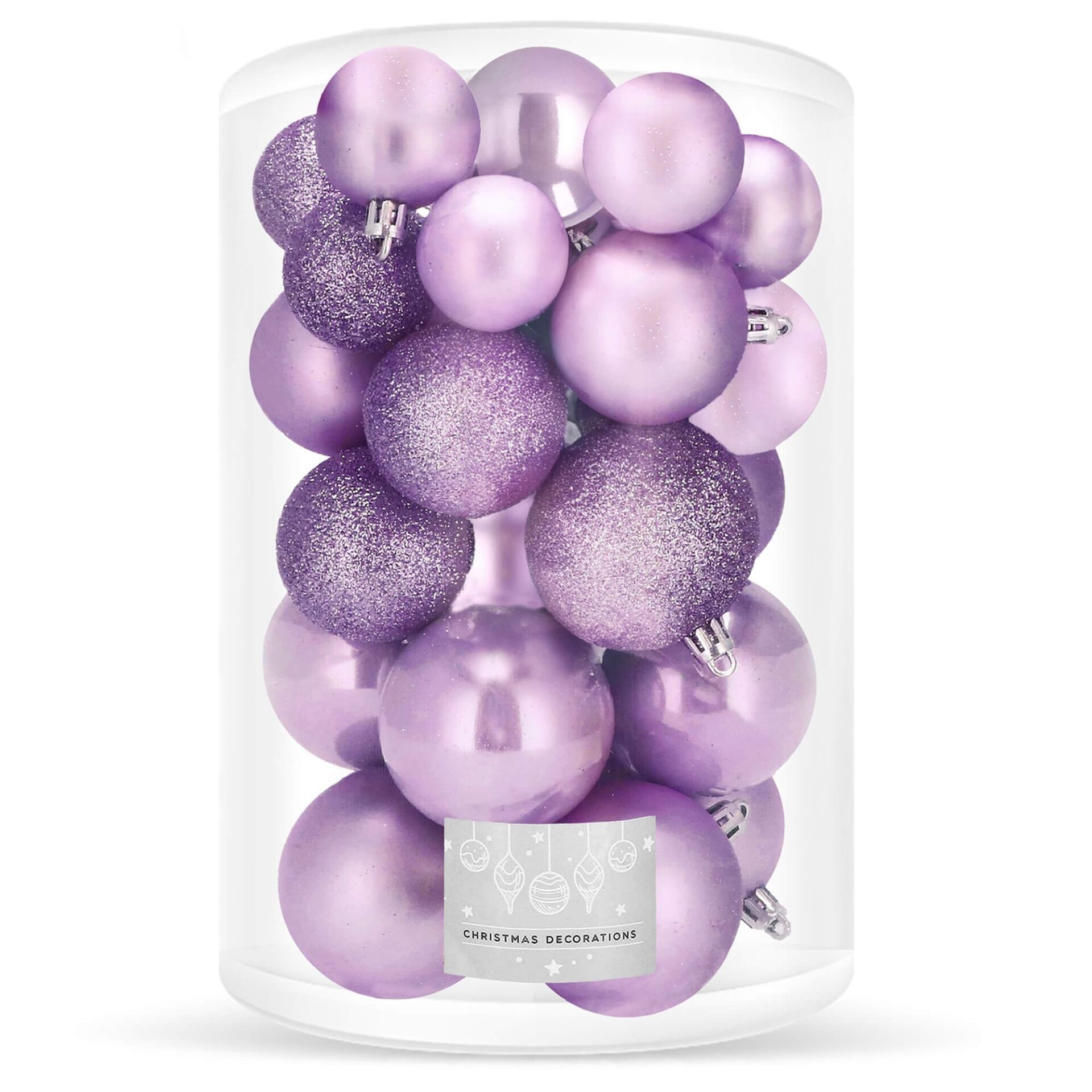 Springos Karácsonyfadísz Gömbszett - Lila - 30 db - 4, 5, 6 cm