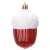 Red and white acorn shaped Christmas ornament with glitter