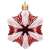 Red and white star shaped Christmas ornament with glitter