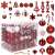 Springos Christmas ornament set, 155 pieces, red and white