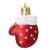 Red and white Christmas ornament in the shape of a mitten