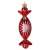 Red candy cane shaped Christmas ornament with white star design