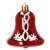 Red Christmas bell ornament with white design