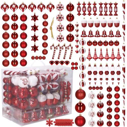 Springos Weihnachtsbaumschmuck-Set, 155 Stück, rot und weiß