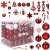 Springos Weihnachtsbaumschmuck-Set, 155 Stück, rot und weiß