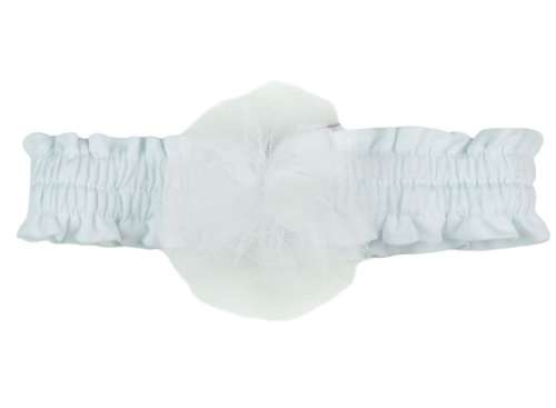 Fehér tüllös baba fejpánt gumírozott