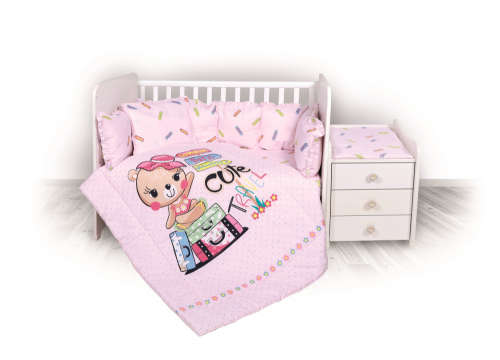 Lorelli 5 részes Ágynemű matracvédővel - Maci #rózsaszín 31308349