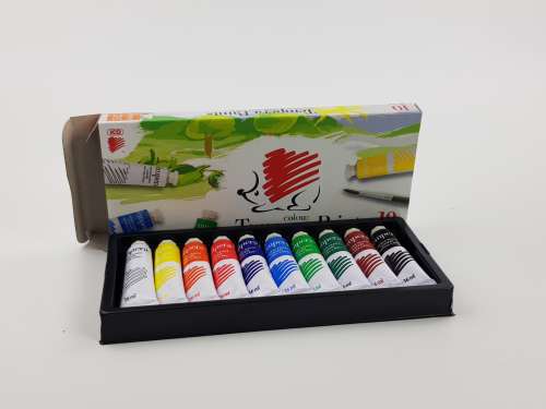 ICO Temperafarben, 10 Tuben, 16 ml pro Tube, wasserlöslich, verschiedene Farben