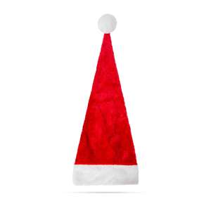Red and white plush Santa hat, 75 x 32 cm - Nonbrand Santa Claus costume