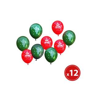 Sada balónov - červené-zelené, vianočný motív - 12 ks / balenie 47186485 Balóny