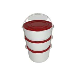 Ételhordó 2+1 piros-fehér (V)