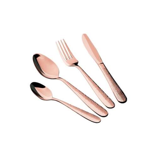 Berlinger Haus 6-teiliges Besteckset aus Edelstahl in Roségold mit gehämmerter Oberfläche